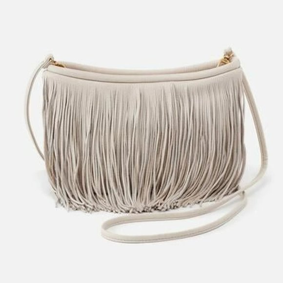 NWT New Hobo Wilder Fringe Crossbody Powder White Leather Retired Rare - Picture 1 of 4
